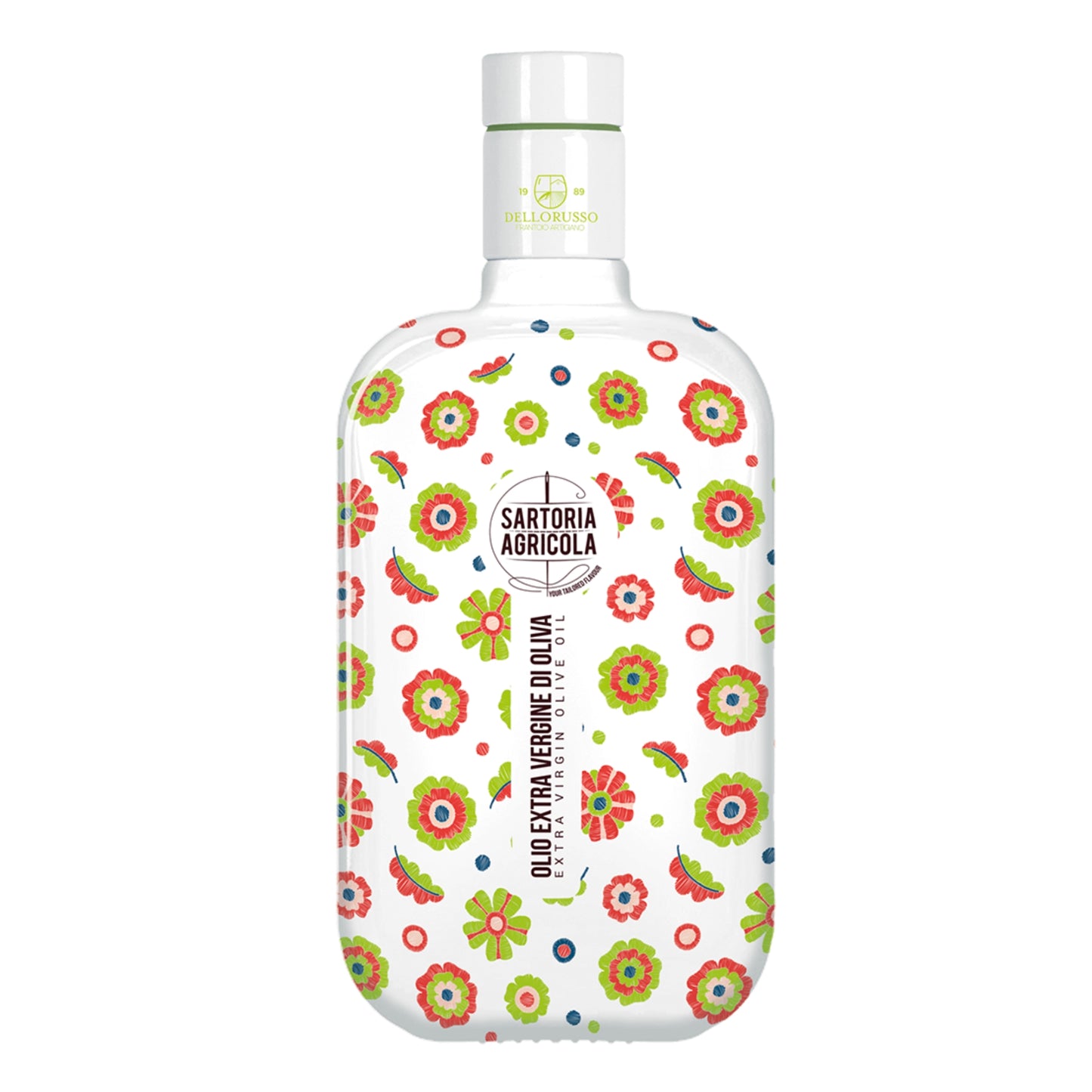 Olijfolie uit Puglia in Red Bloom fles – Signature Blend exclusief bij SOGNO Food, met rijke mediterrane smaak en elegant design.