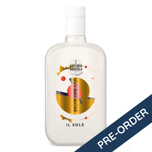 Signature Blend olijfolie ‘Il Sole’ van SOGNO by Hetty – zomerse fles met pre-order label, limited edition uit Puglia